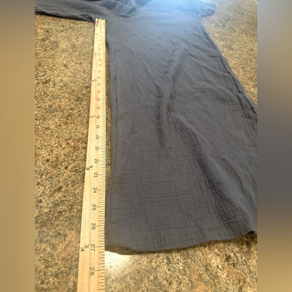 Hunter & Brown Wide Leg Jumpsuit Slate Gray Pull On Side Pockets Womens Size L - Picture 10 of 11